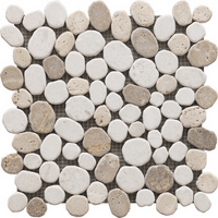 Mosaique galets beige et blanc