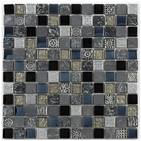 Mosaique a petits carreaux a motifs bleu