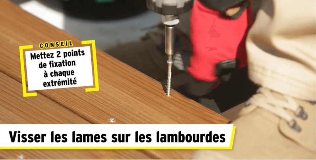 un vissage de lame de terrasse bois